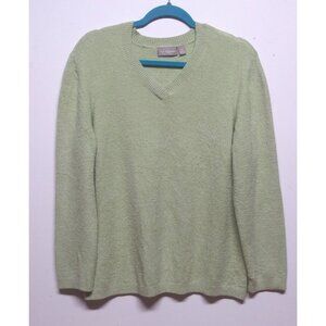 CROFT & BARROW womens 2X pullover sweater stretch Green long sleeve SOFT FLUFFY